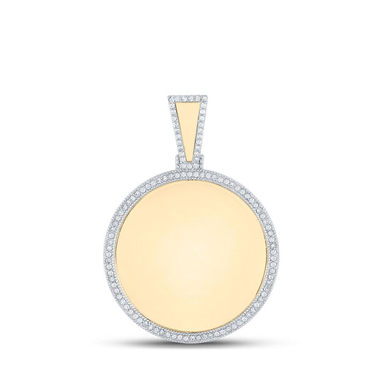 14K Yellow Gold Mens Round Diamond Memory Circle Charm Pendant 1/2 Cttw, Length: 1.75 In, Width: 1.12 In