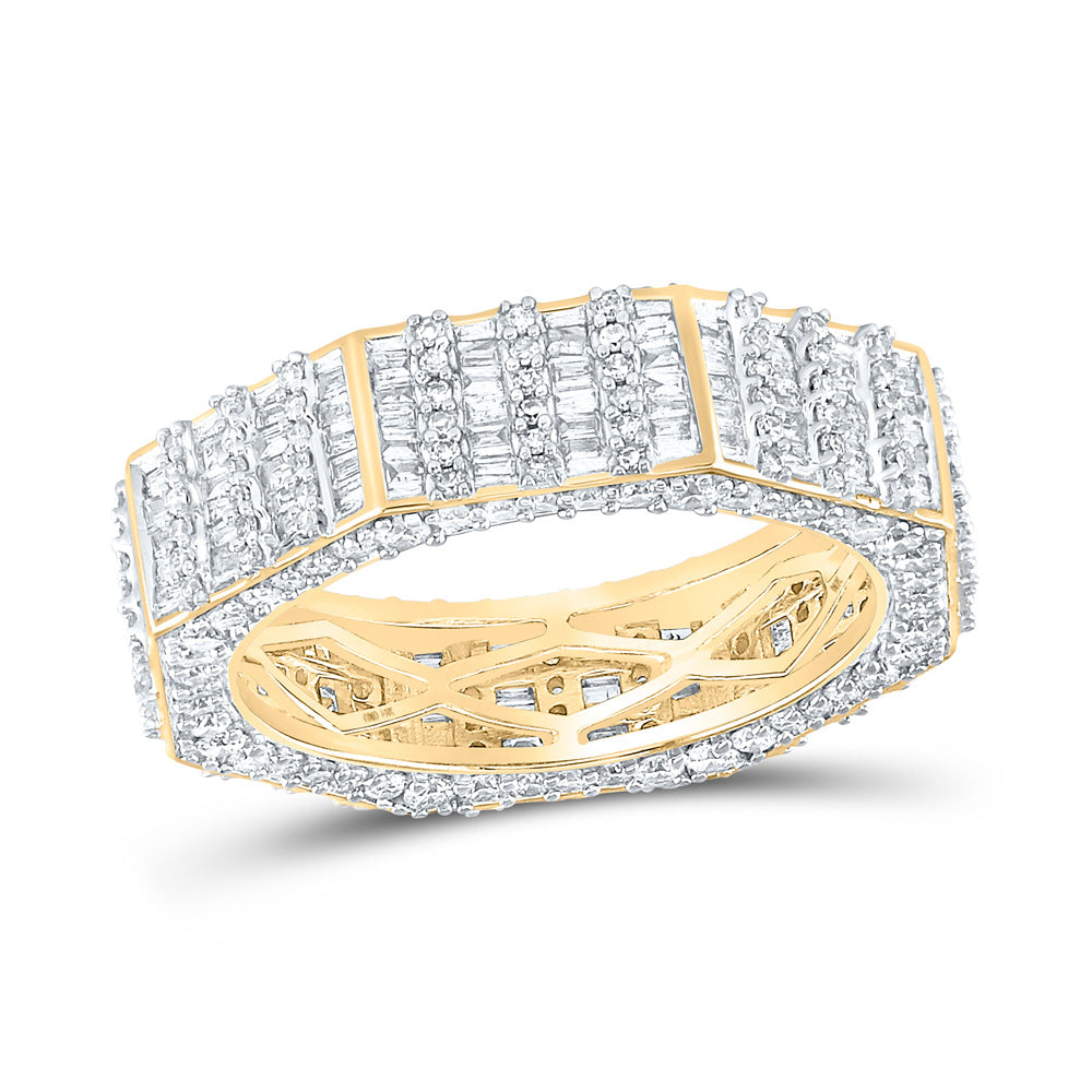 14K Yellow Gold Mens Round Diamond Band Ring 2-5/8 Cttw, Mens Size: 7-13