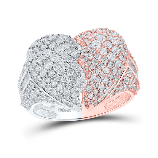14K Two-tone Gold Mens Round Diamond Broken Heart Ring 4-1/4 Cttw, Mens Size: 7-13