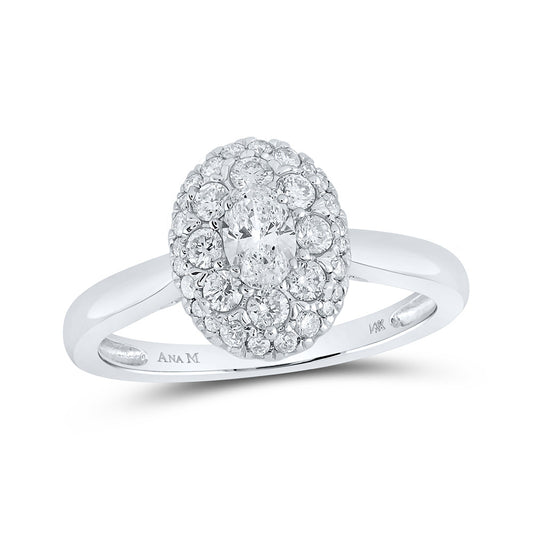 14K White Or Yellow Gold Oval Diamond Halo Bridal Wedding Engagement Ring , Womens Size: 5-10