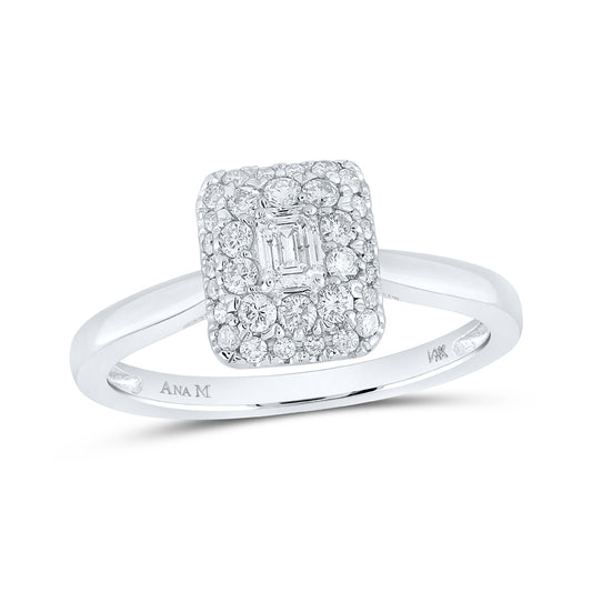 14K White Or Yellow Gold Emerald Diamond Halo Bridal Wedding Engagement Ring , Womens Size: 5-10