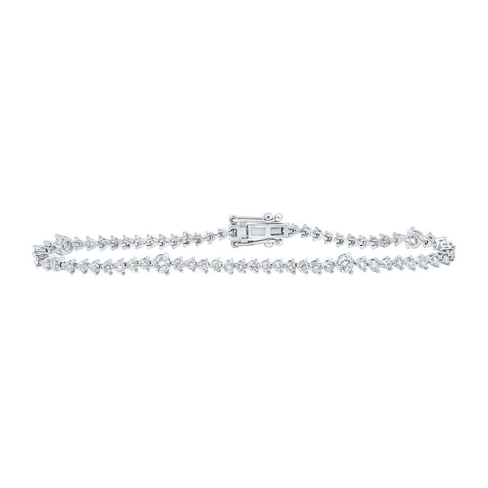 14K Yellow Or White Or Rose Gold Womens Round Diamond Tennis Bracelet