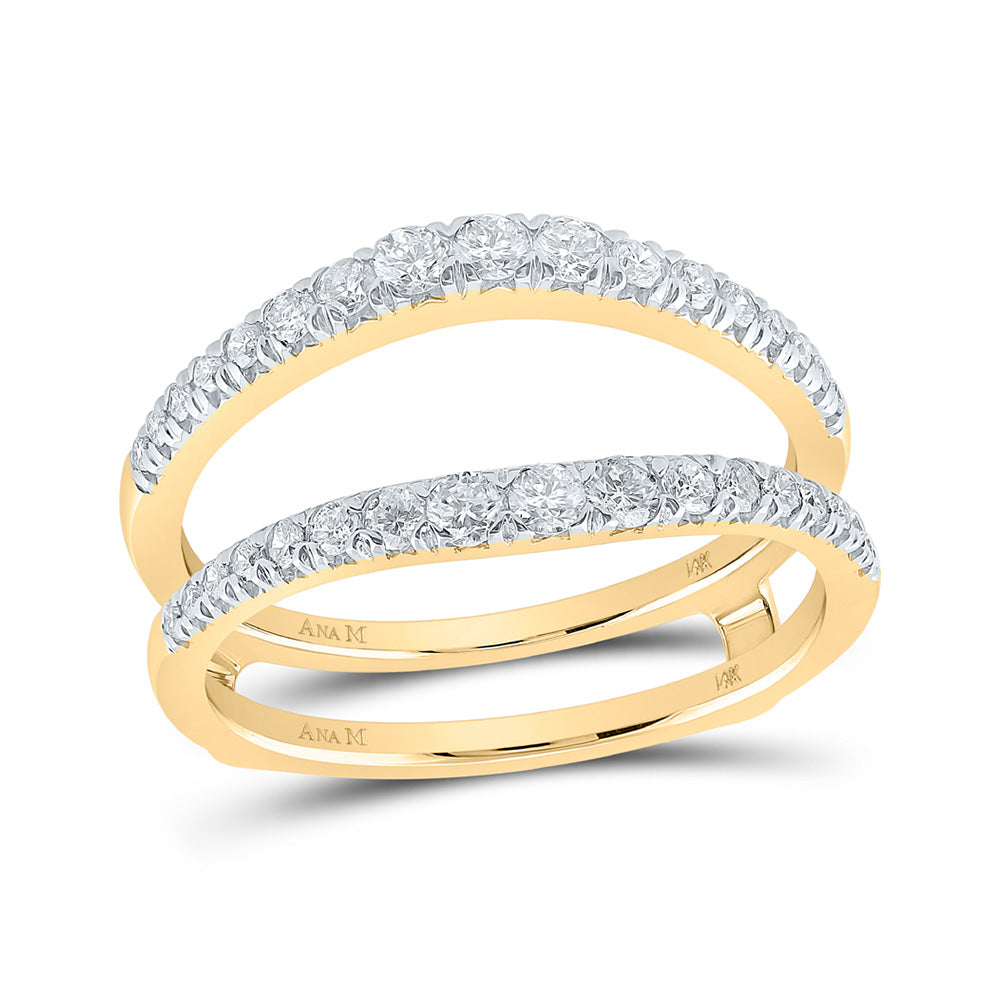 14K Yellow Or White Or Rose Gold Womens Round Diamond Wrap Enhancer Wedding Band , Womens Size: 5-10