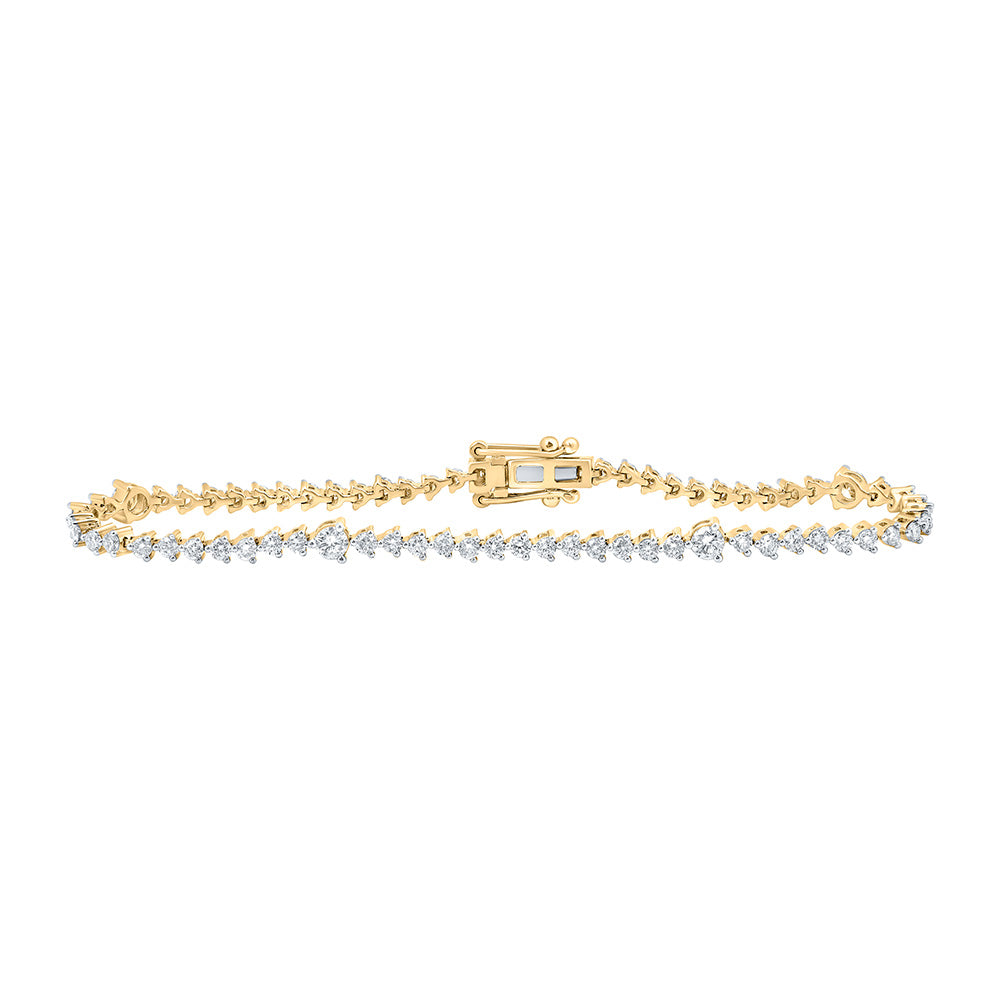 14K Yellow Or White Or Rose Gold Womens Round Diamond Tennis Bracelet