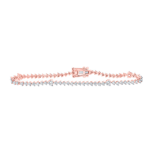 14K Yellow Or White Or Rose Gold Womens Round Diamond Tennis Bracelet