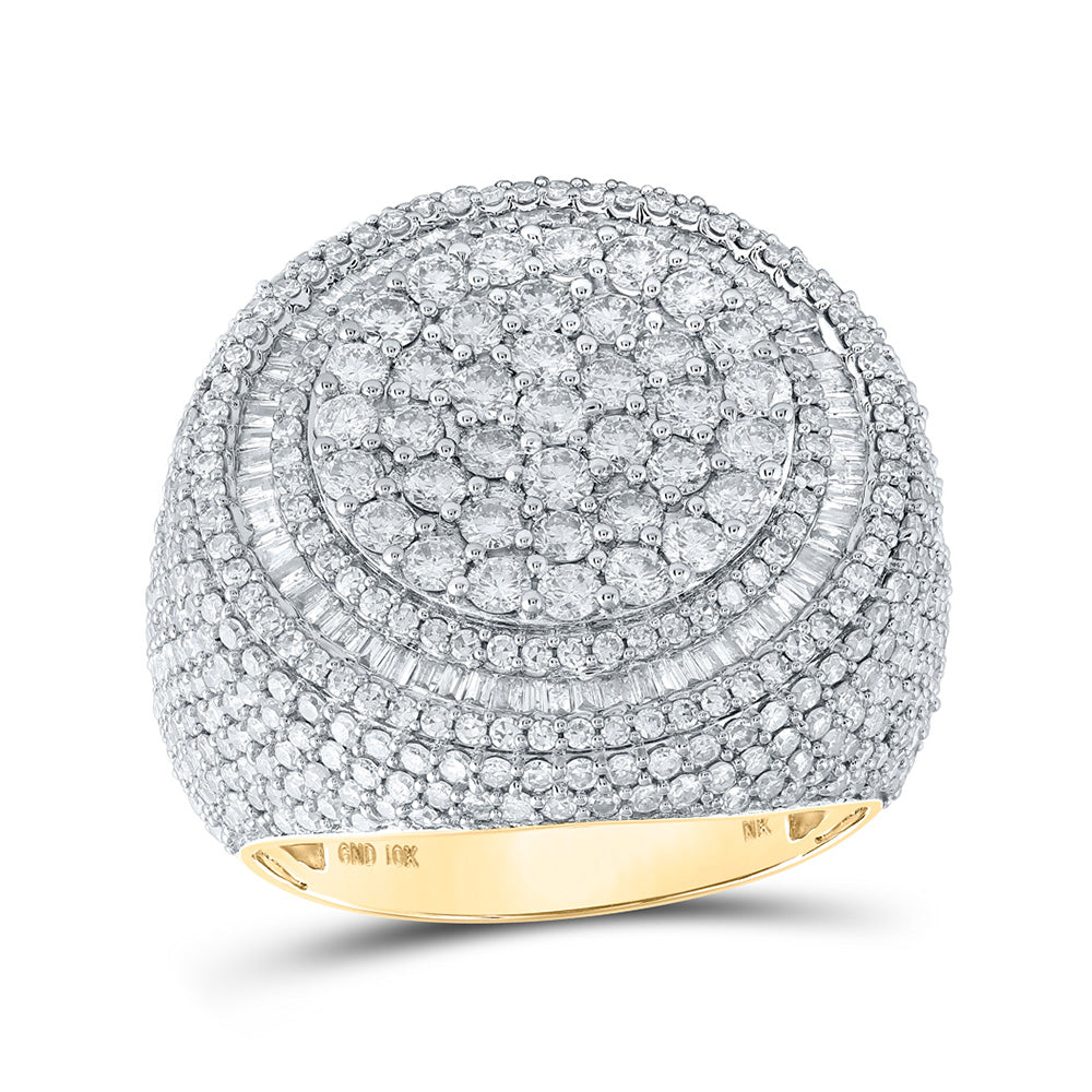 10K Yellow Gold Mens Round Diamond Cluster Ring 5-1/3 Cttw, Mens Size: 7-13