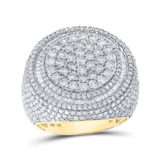 10K Yellow Gold Mens Round Diamond Cluster Ring 5-1/3 Cttw, Mens Size: 7-13