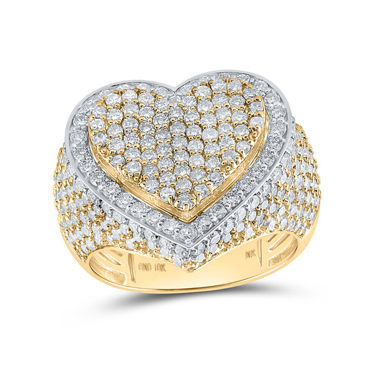 10K Yellow Or White Or Rose Gold Womens Round Diamond Heart Ring , Womens Size: 5-10