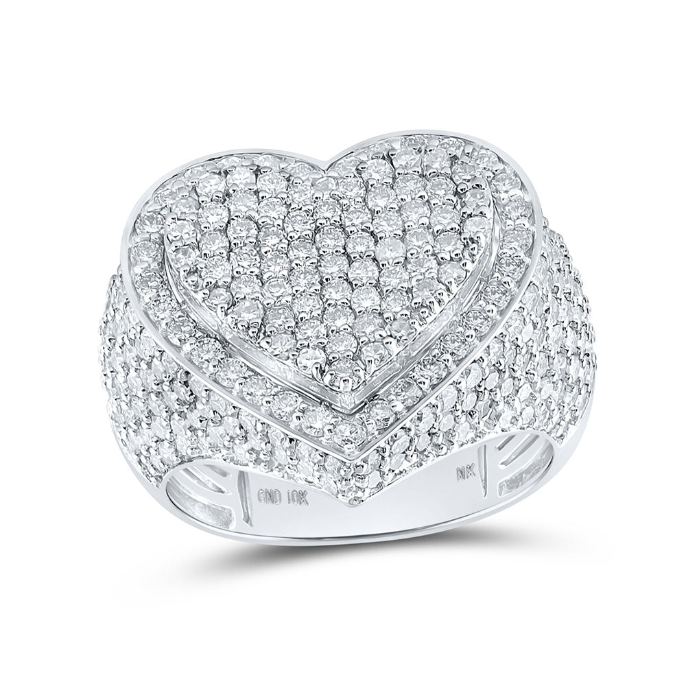 10K Yellow Or White Or Rose Gold Womens Round Diamond Heart Ring , Womens Size: 5-10