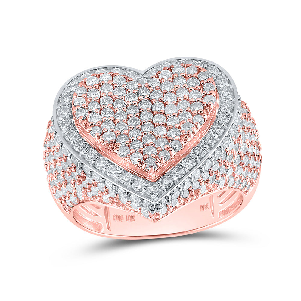 10K Yellow Or White Or Rose Gold Womens Round Diamond Heart Ring , Womens Size: 5-10
