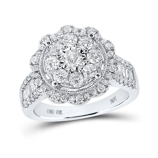 10K White Or Yellow Gold Round Diamond Cluster Bridal Wedding Engagement Ring, Womens Size: 5-10