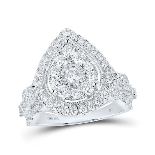 10K White Or Yellow Gold Round Diamond Teardrop Bridal Wedding Engagement Ring, Womens Size: 5-10