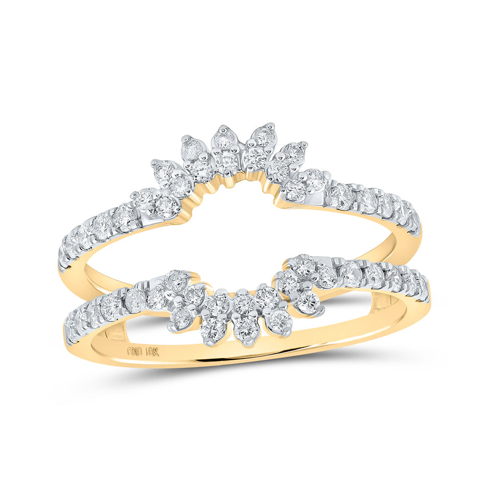 10K Yellow Gold Womens Round Diamond Wrap Enhancer Wedding Band 1/2 Cttw, Womens Size: 5-10
