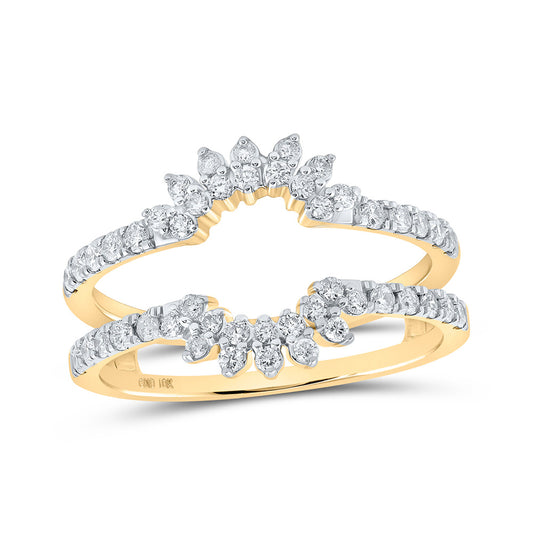 10K Yellow Gold Womens Round Diamond Wrap Enhancer Wedding Band 1/2 Cttw, Womens Size: 5-10