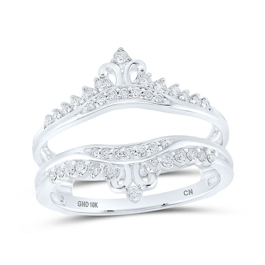 10K White Or Yellow Gold Womens Round Diamond Wrap Enhancer Wedding Band , Womens Size: 5-10
