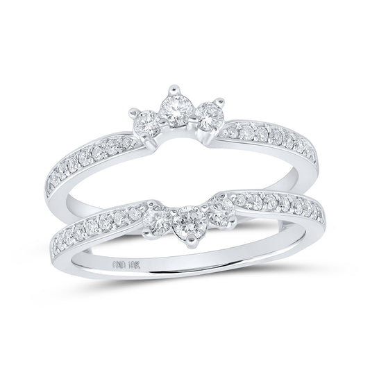 10K White Or Yellow Gold Womens Round Diamond Wrap Enhancer Wedding Band , Womens Size: 5-10
