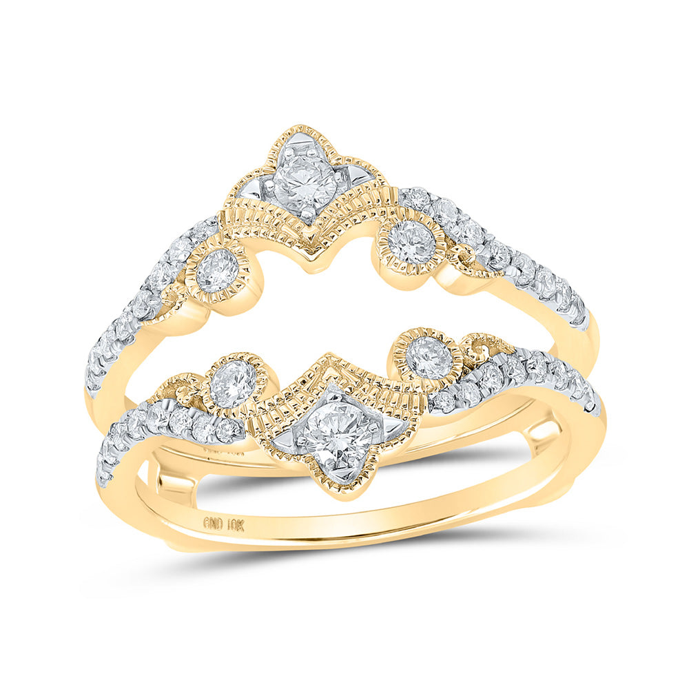 10K Yellow Or White Or Rose Gold Womens Round Diamond Wrap Enhancer Wedding Band , Womens Size: 5-10