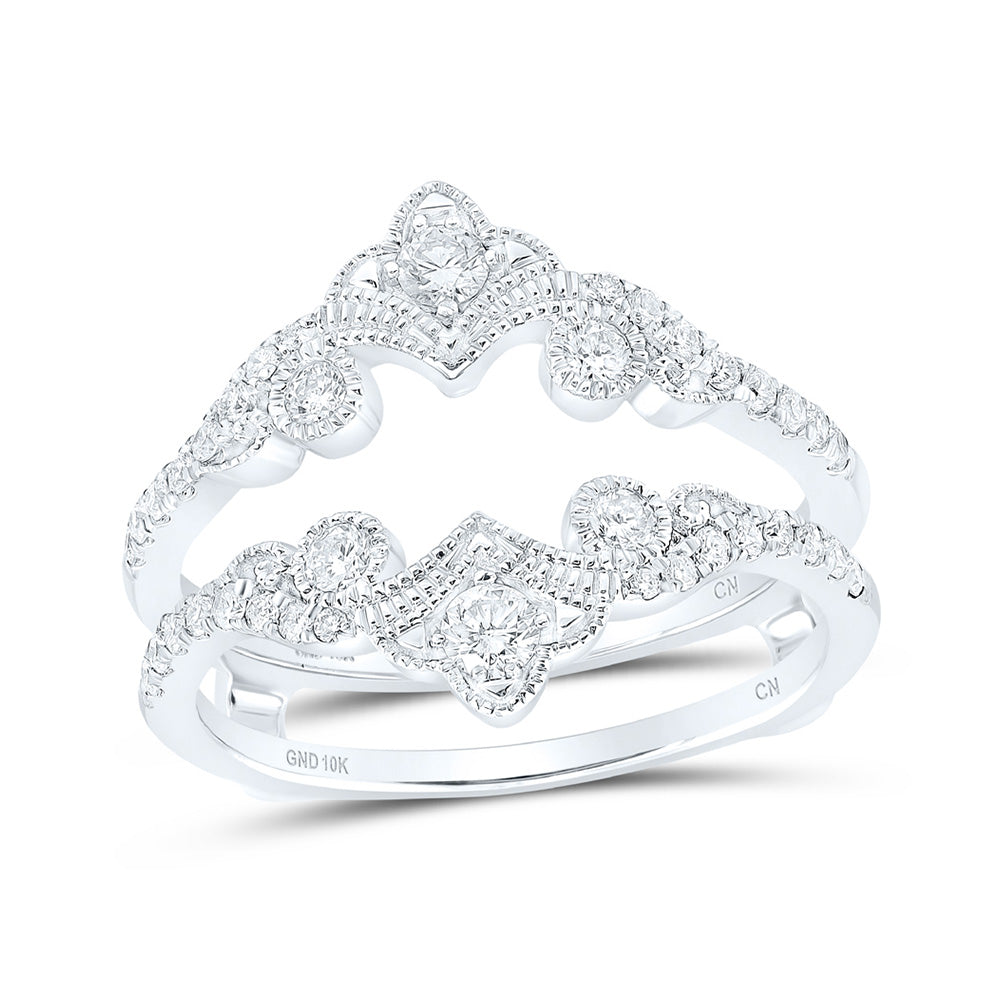 10K Yellow Or White Or Rose Gold Womens Round Diamond Wrap Enhancer Wedding Band , Womens Size: 5-10