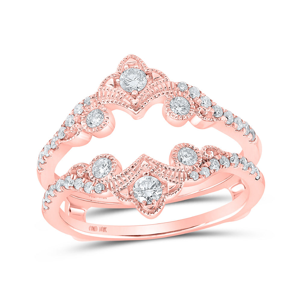 10K Yellow Or White Or Rose Gold Womens Round Diamond Wrap Enhancer Wedding Band , Womens Size: 5-10