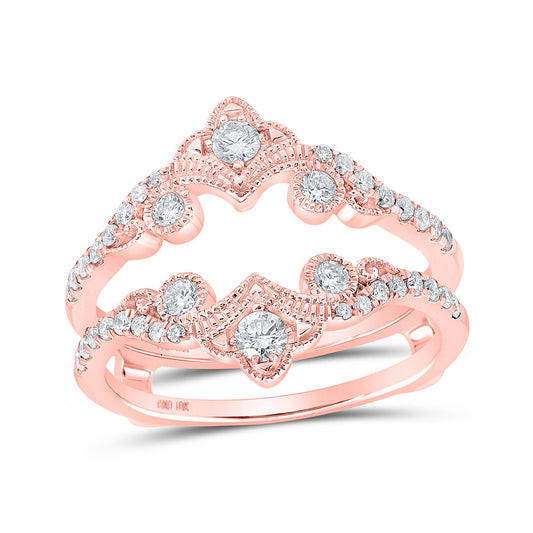 10K Yellow Or White Or Rose Gold Womens Round Diamond Wrap Enhancer Wedding Band , Womens Size: 5-10