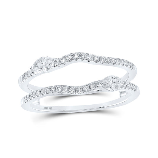 10K White Or Yellow Gold Womens Round Diamond Wrap Enhancer Wedding Band , Womens Size: 5-10