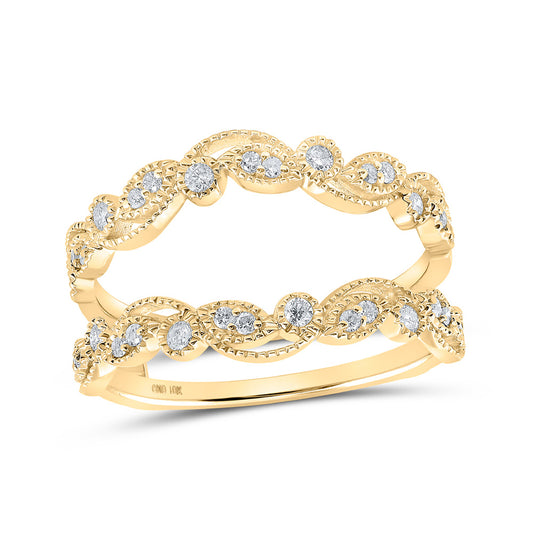 10K Yellow Gold Womens Round Diamond Wrap Enhancer Wedding Band 1/4 Cttw, Womens Size: 5-10