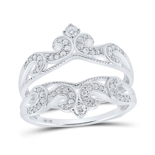 10K White Or Yellow Gold Womens Round Diamond Wrap Enhancer Wedding Band , Womens Size: 5-10