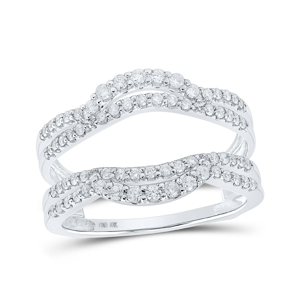 10K White Gold Womens Round Diamond Wrap Enhancer Wedding Band 1/2 Cttw, Womens Size: 5-10
