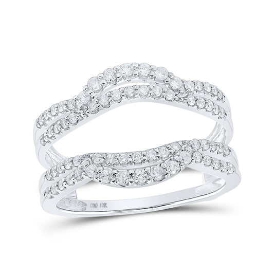 10K White Gold Womens Round Diamond Wrap Enhancer Wedding Band 1/2 Cttw, Womens Size: 5-10