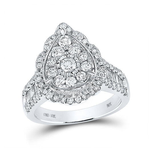 10K White Or Yellow Gold Round Diamond Teardrop Bridal Wedding Engagement Ring, Womens Size: 5-10