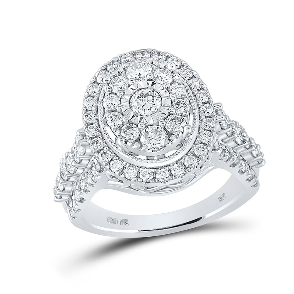 10K White Gold Round Diamond Oval Bridal Wedding Engagement Ring 1-5/8 Cttw, Womens Size: 5-10