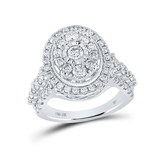 10K White Gold Round Diamond Oval Bridal Wedding Engagement Ring 1-5/8 Cttw, Womens Size: 5-10
