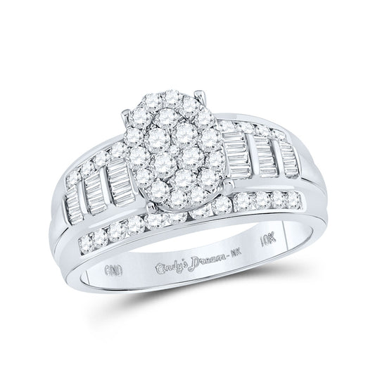 10K White Gold Round Diamond Oval Bridal Wedding Engagement Ring 1 Cttw, Womens Size: 5-10