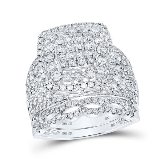 10K White Gold Round Diamond Bridal Wedding Ring Band Set 2 Cttw, Womens Size: 5-10