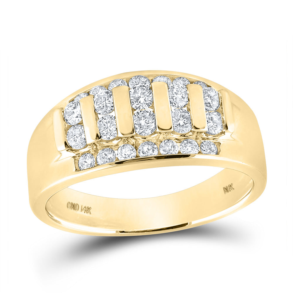 14K Yellow Gold Mens Round Diamond Channel-set Band Ring 1 Cttw, Mens Size: 7-13