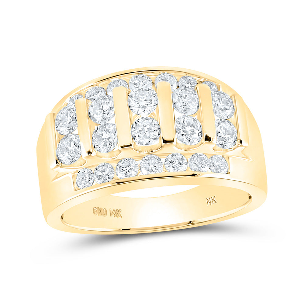 14K Yellow Gold Mens Round Diamond Channel-set Band Ring 2 Cttw, Mens Size: 7-13