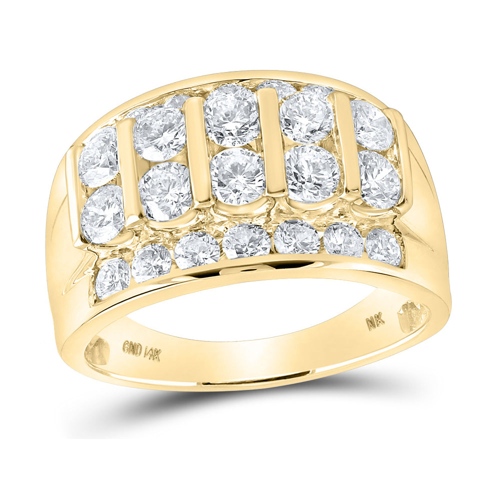 14K Yellow Gold Mens Round Diamond Channel-set Band Ring 3 Cttw, Mens Size: 7-13