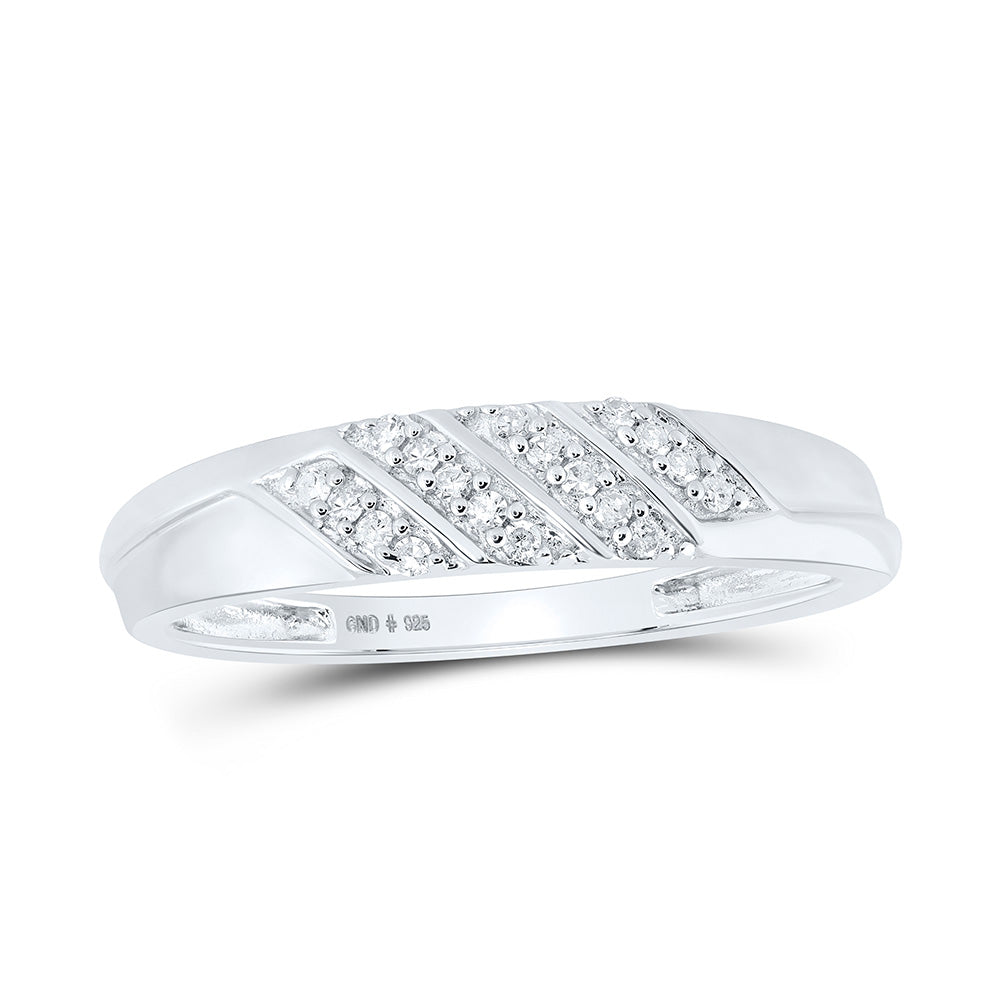 Sterling Silver His Hers Round Diamond Cluster Matching Wedding Set 1/3 Cttw, Womens Size: 5-10, Mens Size: 7-13