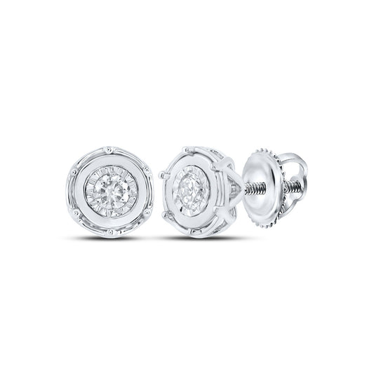 10K White Or Yellow Gold Womens Round Diamond Cluster Earrings