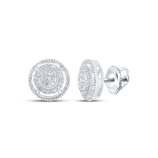 10K White Gold Womens Round Diamond Circle Earrings 1/4 Cttw