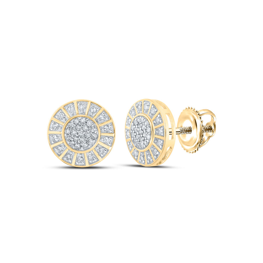 10K White Or Yellow Gold Womens Round Diamond Circle Earrings