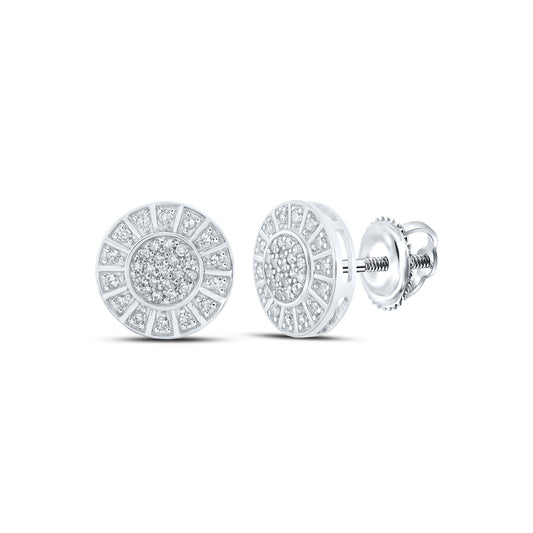 10K White Or Yellow Gold Womens Round Diamond Circle Earrings