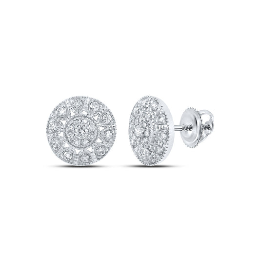 10K White Or Yellow Gold Womens Round Diamond Circle Earrings