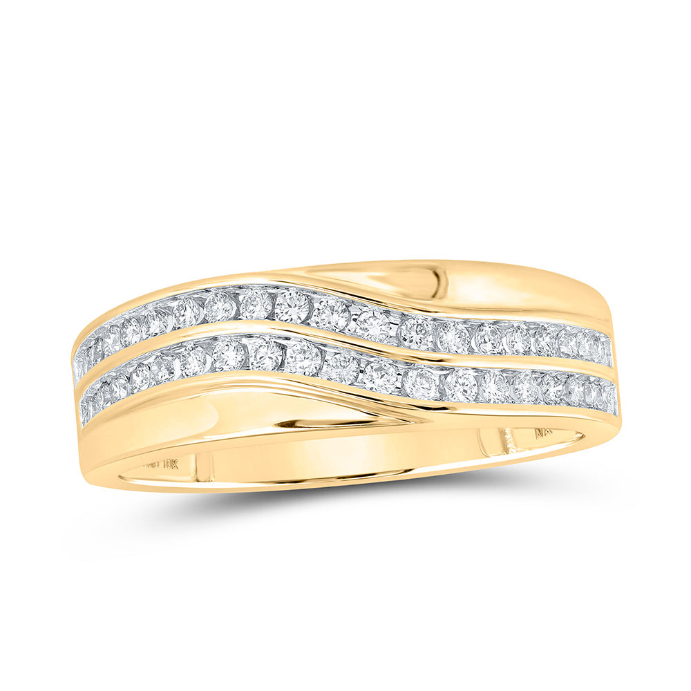 10K Yellow Gold His Hers Round Diamond Cluster Matching Wedding Set 1 Cttw, Womens Size: 5-10, Mens Size: 7-13