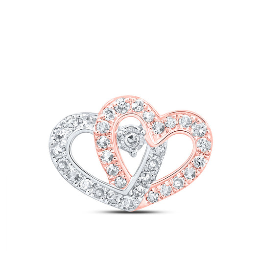 10K White Or Two-Tone Gold Womens Round Diamond Slide Heart Pendant