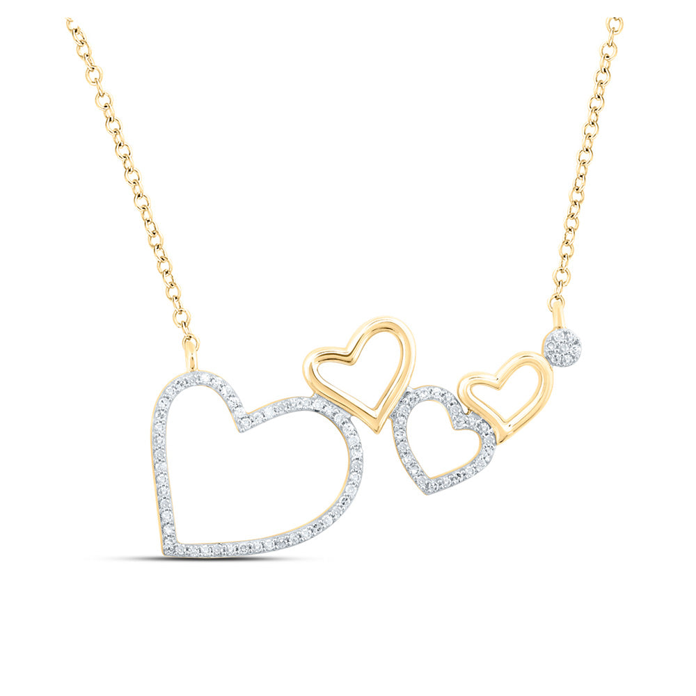 10K White Or Yellow Gold Womens Round Diamond Heart Necklace