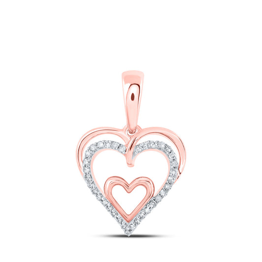 10K Yellow Or White Or Rose Gold Womens Round Diamond Heart Pendant