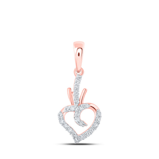 10K Yellow Or White Or Rose Gold Womens Round Diamond Heart Pendant