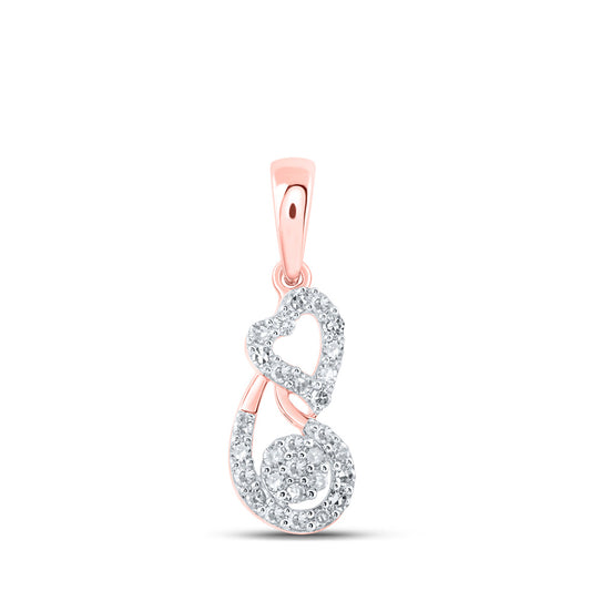 10K Yellow Or White Or Rose Gold Womens Round Diamond Heart Pendant