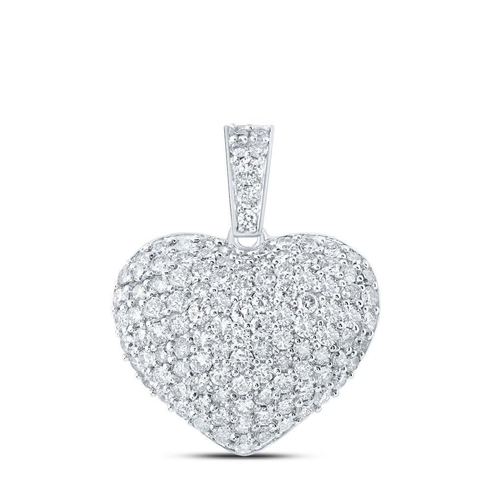 10K Yellow Or White Or Rose Gold Womens Round Diamond Heart Pendant